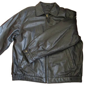 Croft & Barrow Jacket Large Tall Genuine Leather Black Bomber Quilted Lining Men